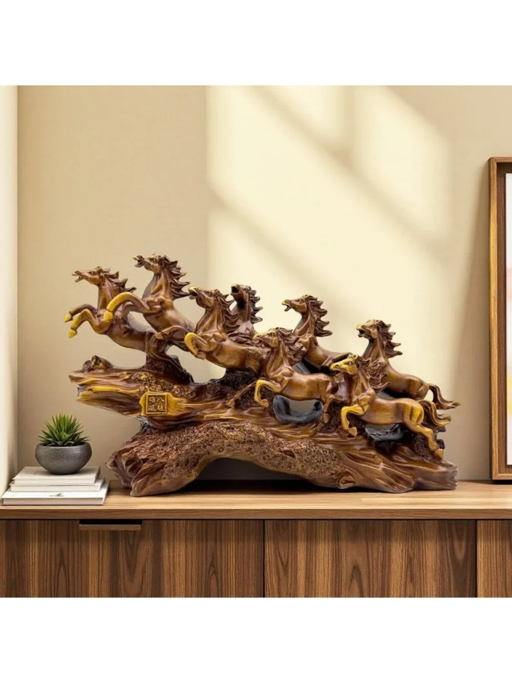 Chinese Feng Shui Running Horse Statue - Resin Figurine for Home Office Decor